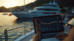 trading charts at the yacht