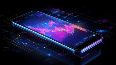 Smartphone with Colorful Data Visualization