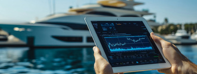 Tablet with Financial Charts Harbor