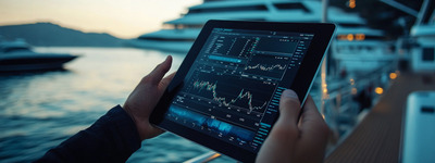 Tablet with Stock Charts Dockside