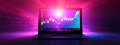 Laptop with Pink Stock Chart